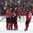 BUFFALO, NEW YORK - DECEMBER 26: Canada's Taylor Raddysh #16 celebrates with Connor Timmins #3, Victor Mete #28, Boris Katchouk #12 and Robert Thomas #27 after a second period goal against Finland during preliminary round action at the 2018 IIHF World Junior Championship. (Photo by Matt Zambonin/HHOF-IIHF Images)

